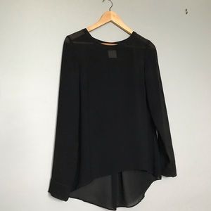 Loft 82 (OAK + FORT) Sheer Black Longsleeve Blouse
